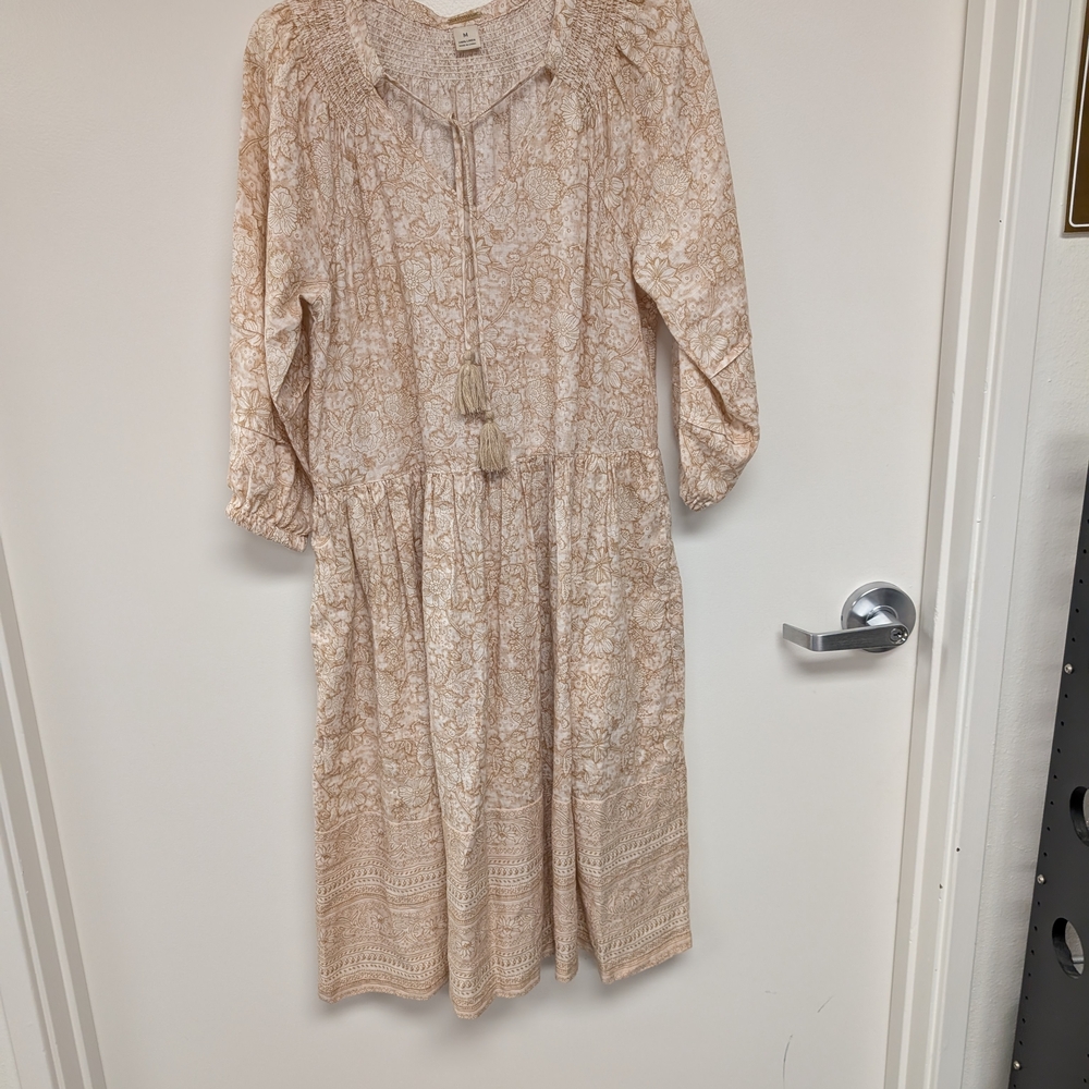 Magaschoni Beige Floral Long Sleeve Dress